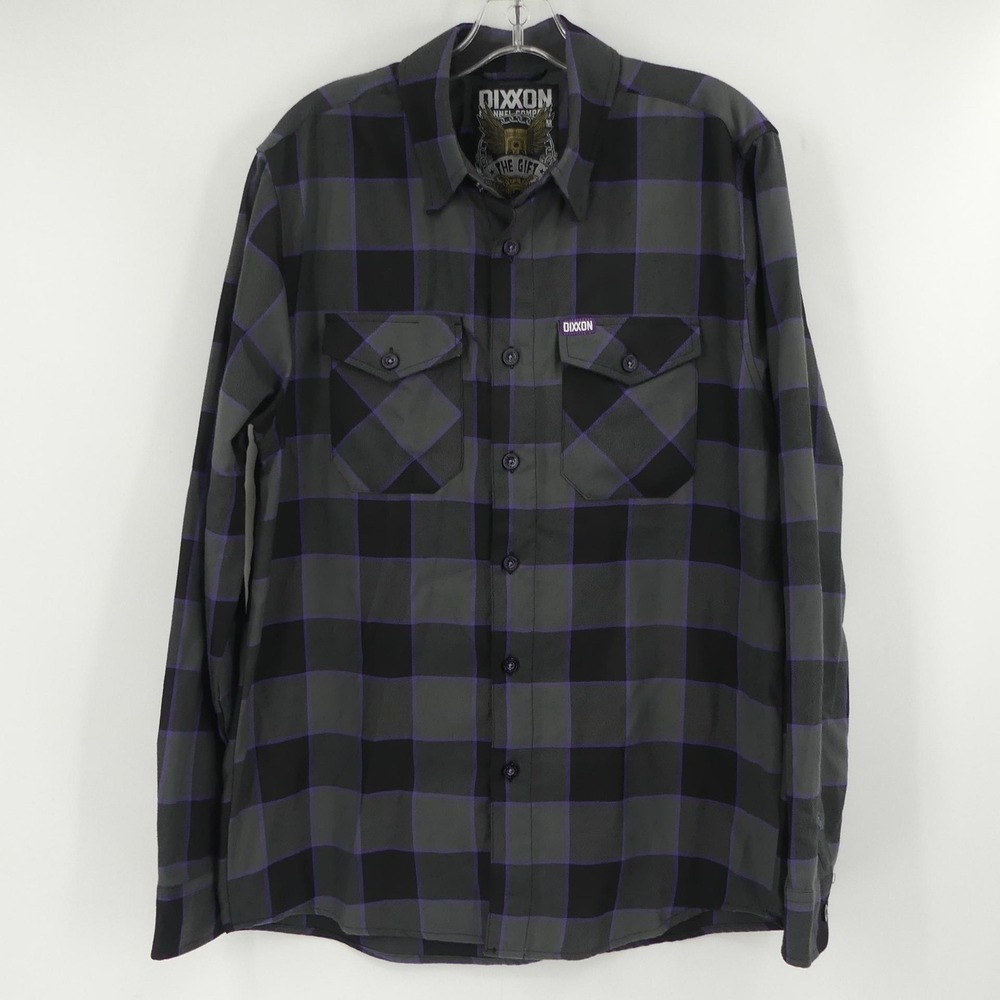 Dixxon Flannel Company Shirt Mens Medium Black Gray Purple Plaid The Gift D-Tech